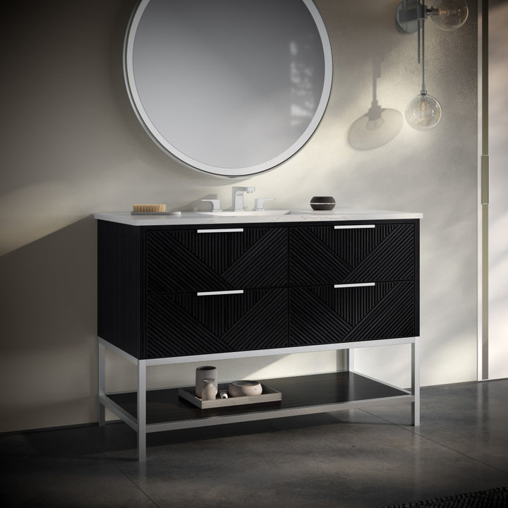 Diamond 48" Single Vanity, Charcoal Black/Brushed Nickel