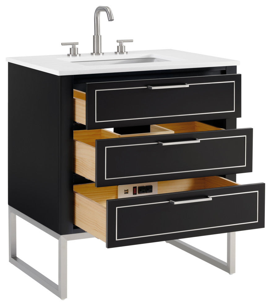 Markham 30" Single Vanity, Midnight Black/Brushed Nickel