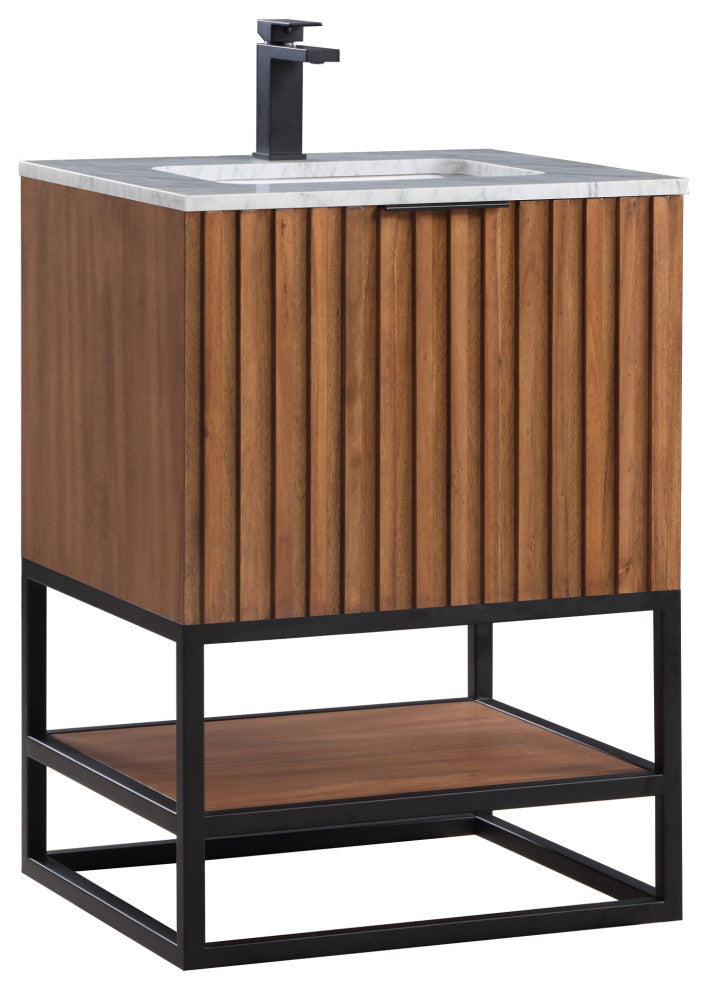 Terra 24" Single Vanity, Walnut/Matte Black