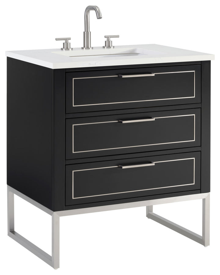 Markham 30" Single Vanity, Midnight Black/Brushed Nickel