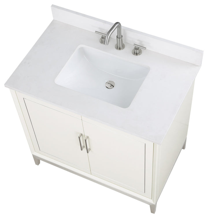 Gracie 36" Single Vanity, Satin White/Brushed Nickel