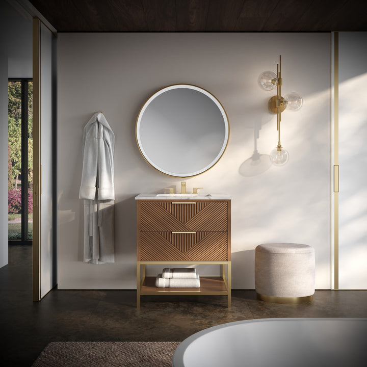 Diamond 30" Single Vanity, Walnut/Satin Brass