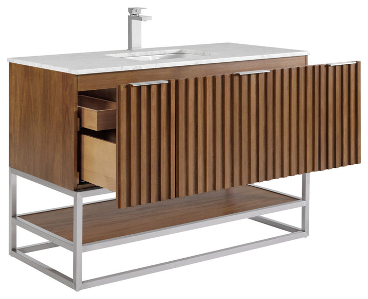 Terra 48" Single Vanity, Walnut/Brushed Nickel