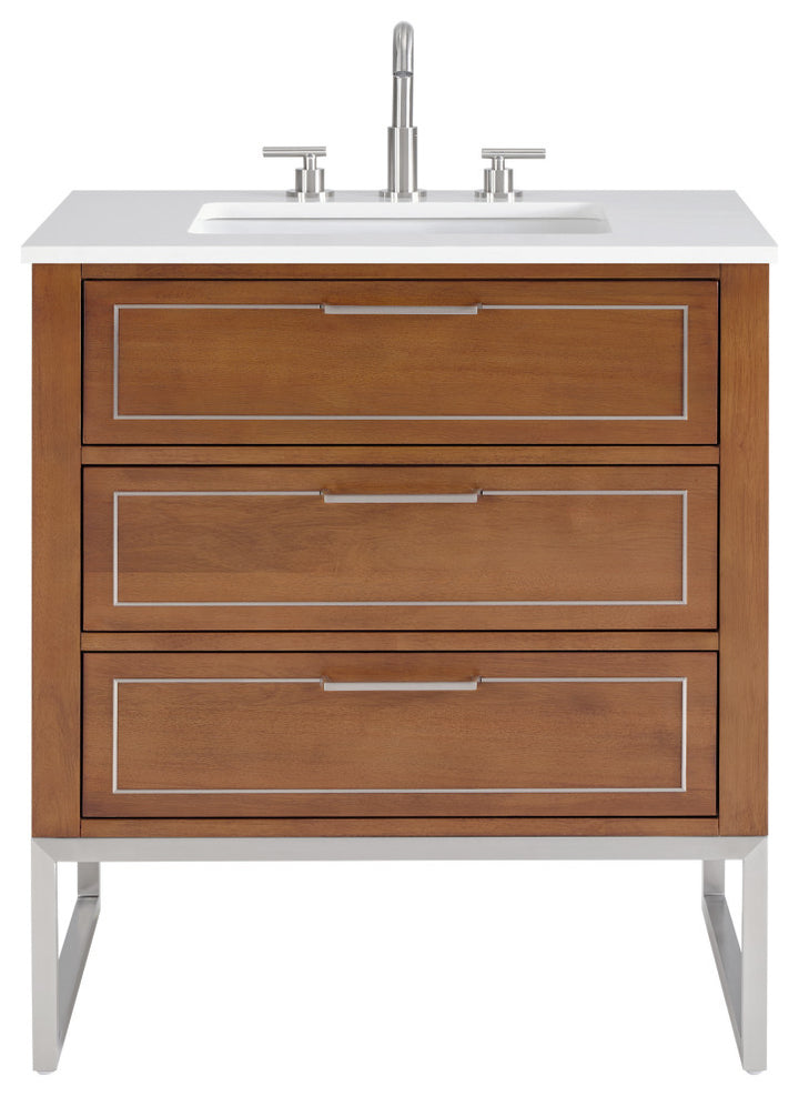 Markham 30" Single Vanity, Walnut/Brushed Nickel