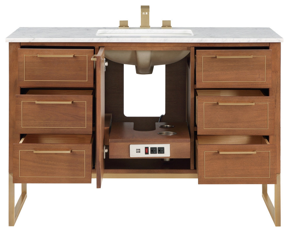 Markham 48" Single Vanity, Walnut/Satin Brass