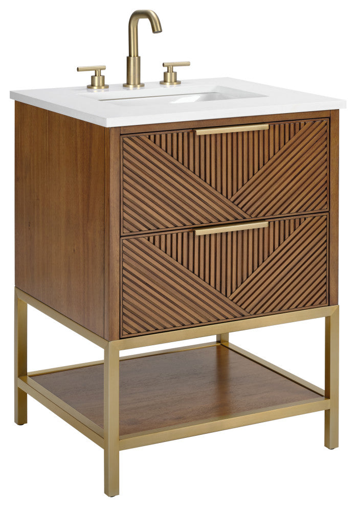 Diamond 24" Single Vanity, Walnut/Satin Brass