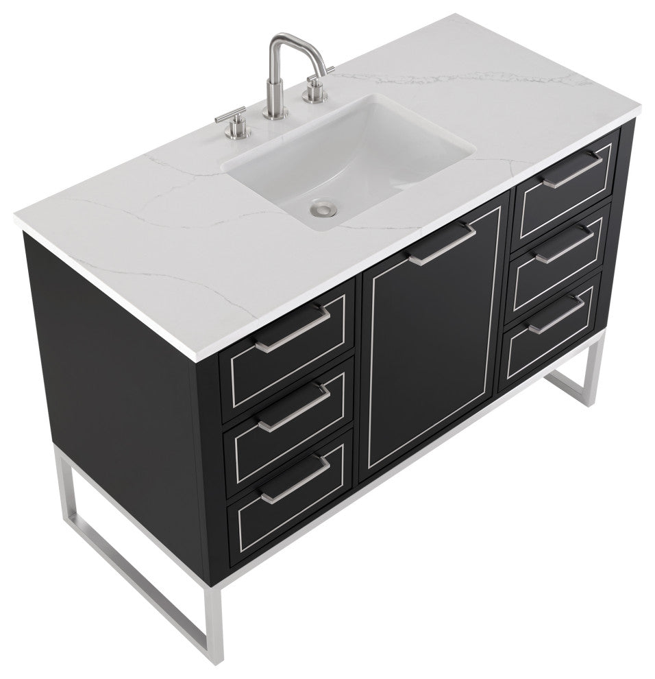 Markham 48" Single Vanity, Midnight Black/Brushed Nickel