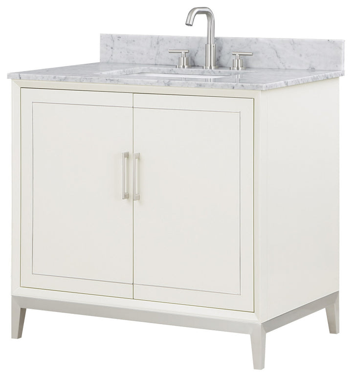 Gracie 36" Single Vanity, Satin White/Brushed Nickel