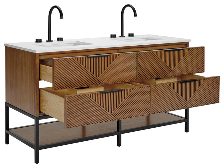 Diamond 60" Double Vanity, Walnut/Matte Black