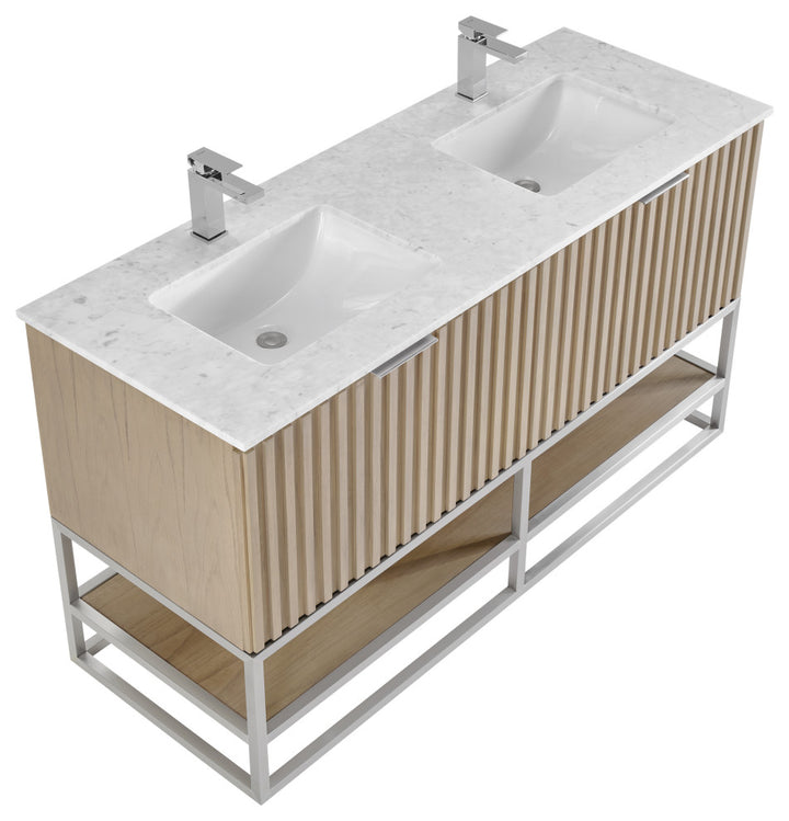 Terra 60" Double Vanity, Cashmere Grey/Brushed Nickel