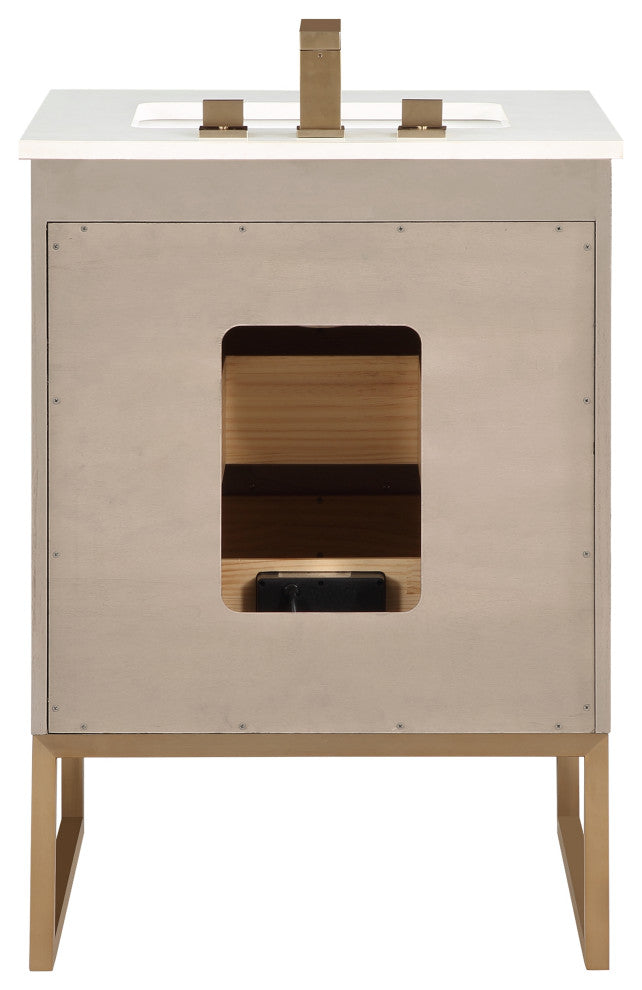 Markham 24" Single Vanity, Cashmere Grey/Satin Brass