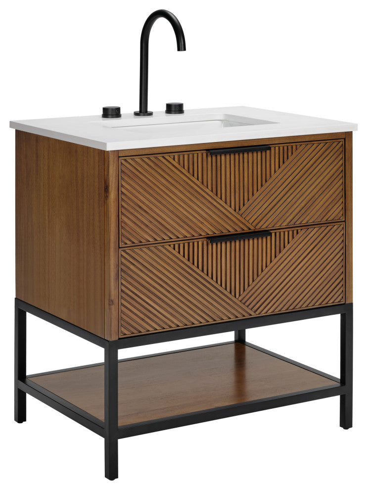 Diamond 30" Single Vanity, Walnut/Matte Black