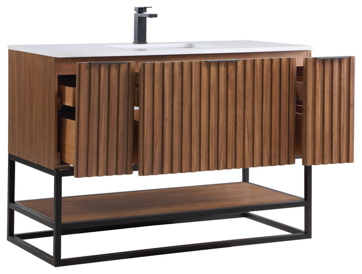 Terra 48" Single Vanity, Walnut/Matte Black