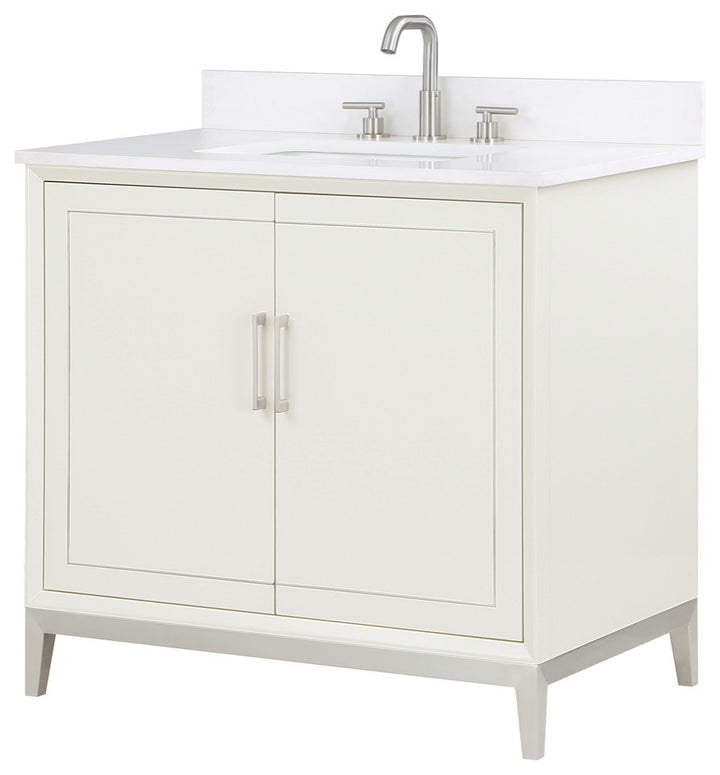 Gracie 36" Single Vanity, Satin White/Brushed Nickel