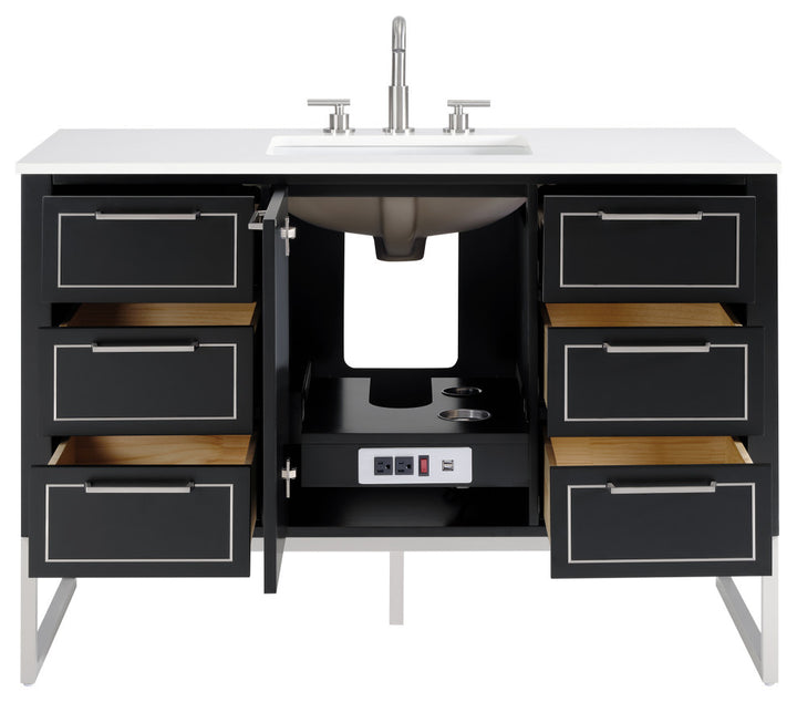 Markham 48" Single Vanity, Midnight Black/Brushed Nickel