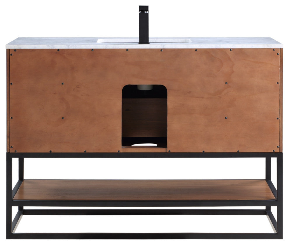 Terra 48" Single Vanity, Walnut/Matte Black