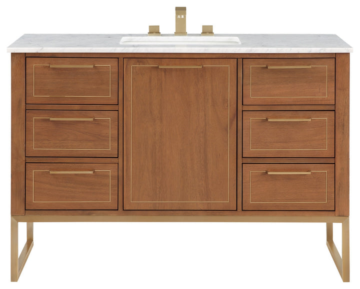 Markham 48" Single Vanity, Walnut/Satin Brass