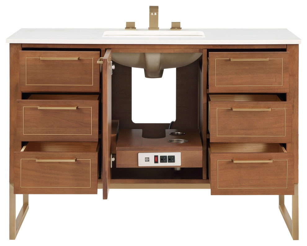 Markham 48" Single Vanity, Walnut/Satin Brass