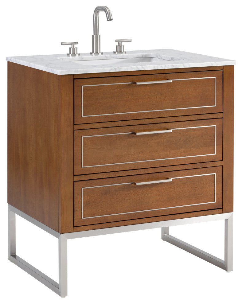 Markham 30" Single Vanity, Walnut/Brushed Nickel