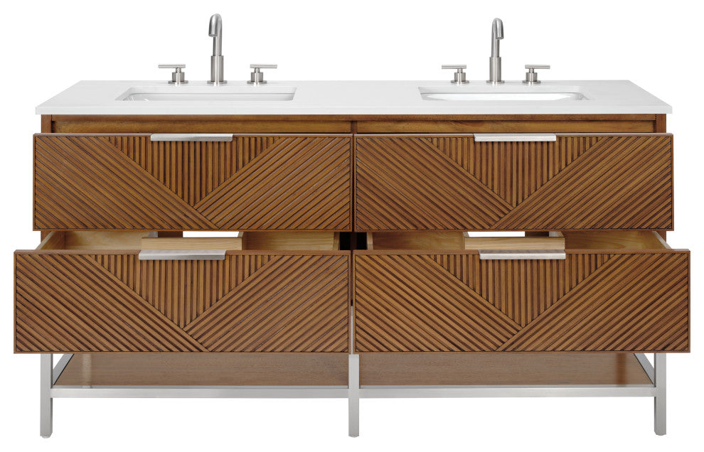 Diamond 60" Double Vanity, Walnut/Brushed Nickel