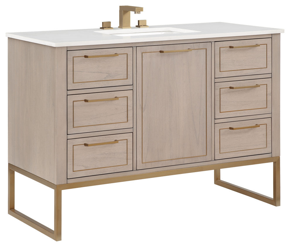 Markham 48" Single Vanity, Cashmere Grey/Satin Brass