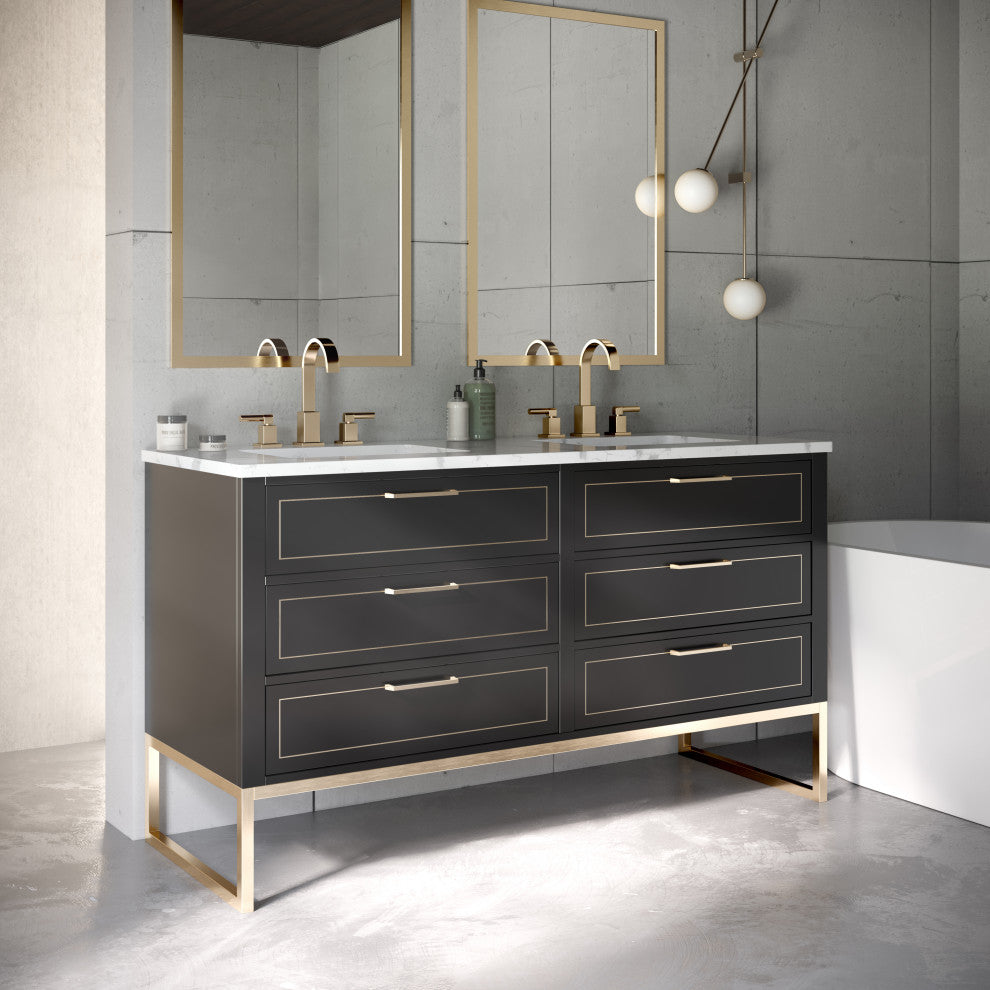 Markham 48" Single Vanity, Midnight Black/Satin Brass