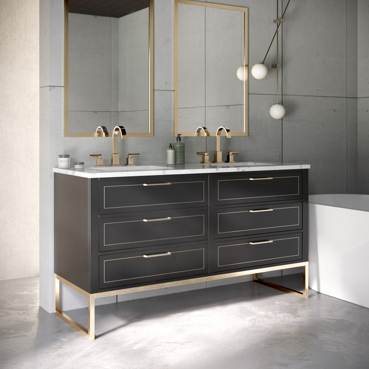 Markham 48" Single Vanity, Midnight Black/Satin Brass