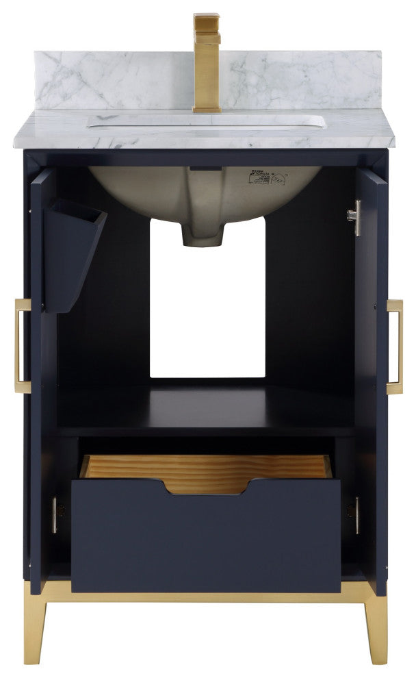 Gracie 24" Single Vanity, Pacific Blue/Satin Brass