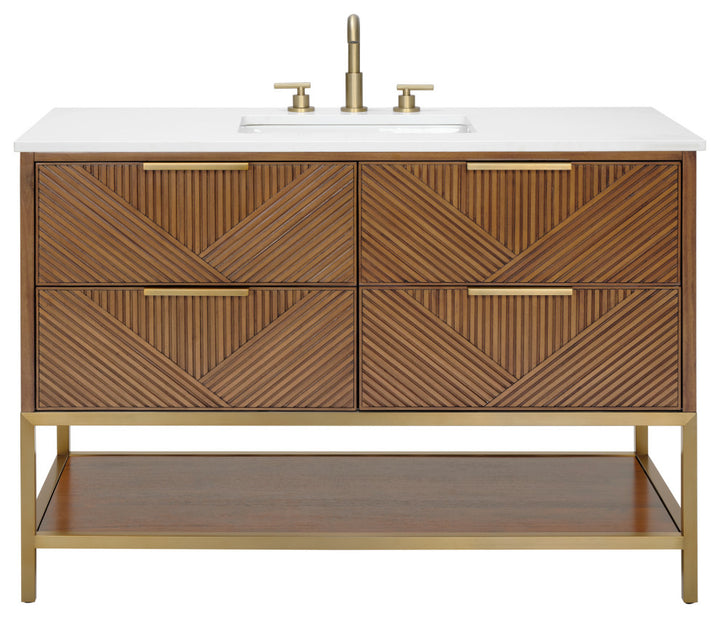 Diamond 48" Single Vanity, Walnut/Satin Brass