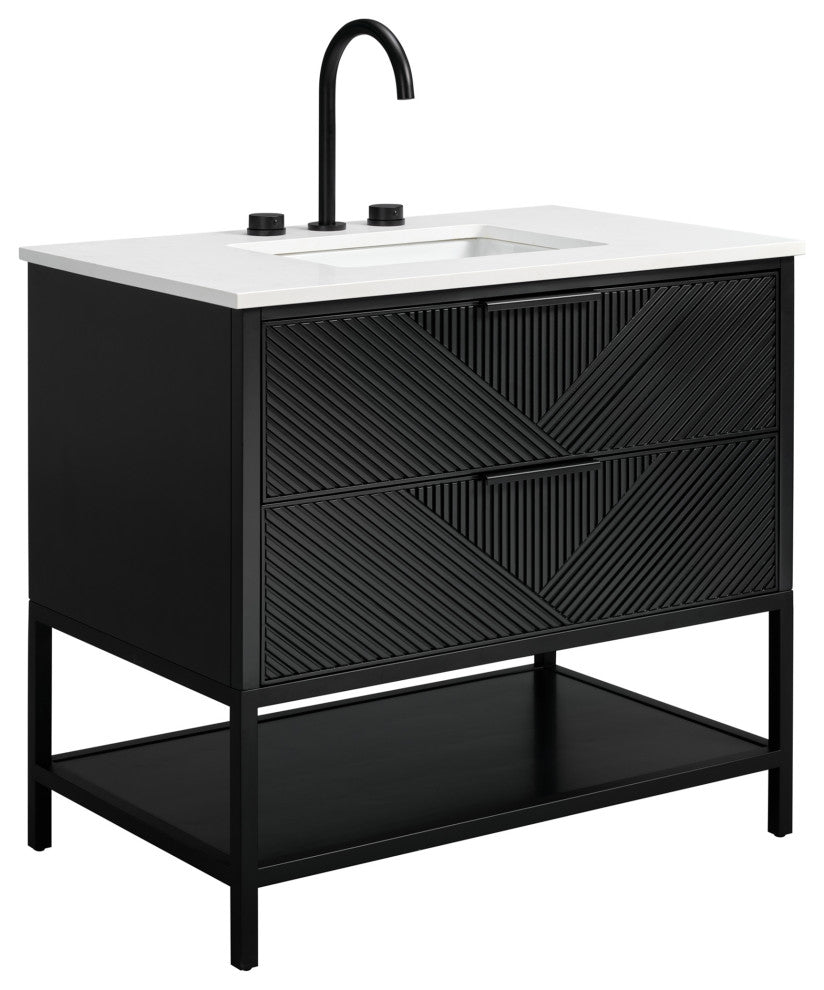 Diamond 36" Single Vanity Vanity, Charcoal Black/Matte Black