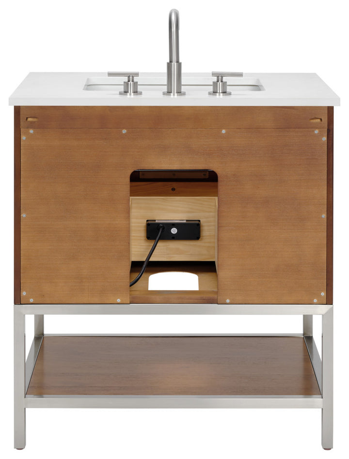 Diamond 30" Single Vanity, Walnut/Brushed Nickel