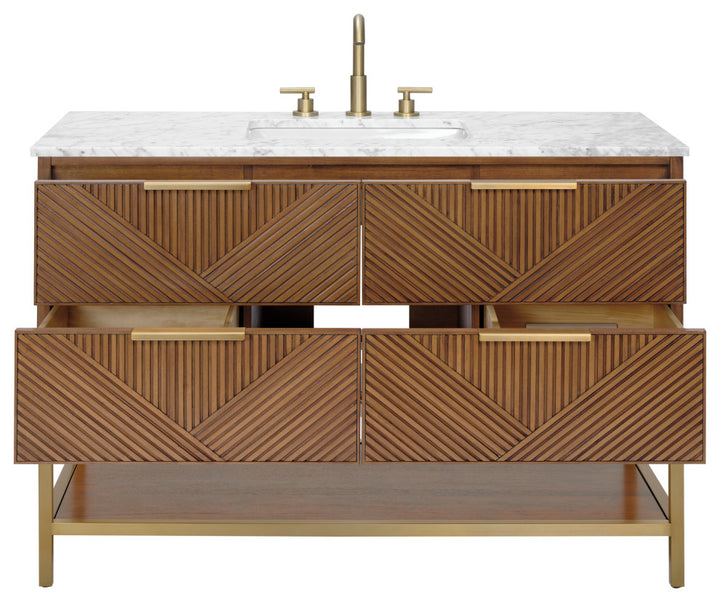 Diamond 48" Single Vanity, Walnut/Satin Brass