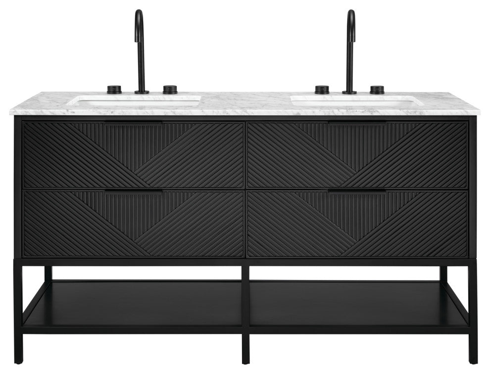 Diamond 60" Double Vanity, Charcoal Black/Matte Black