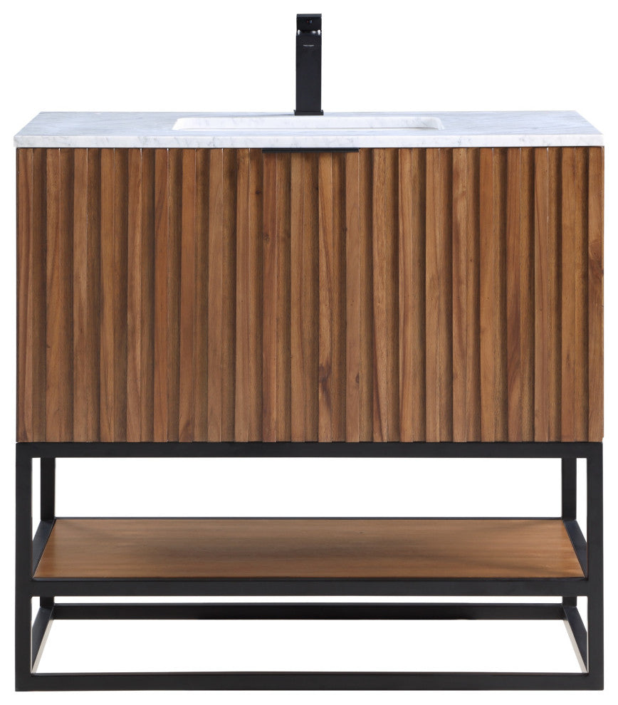 Terra 36" Single Vanity, Walnut/Matte Black