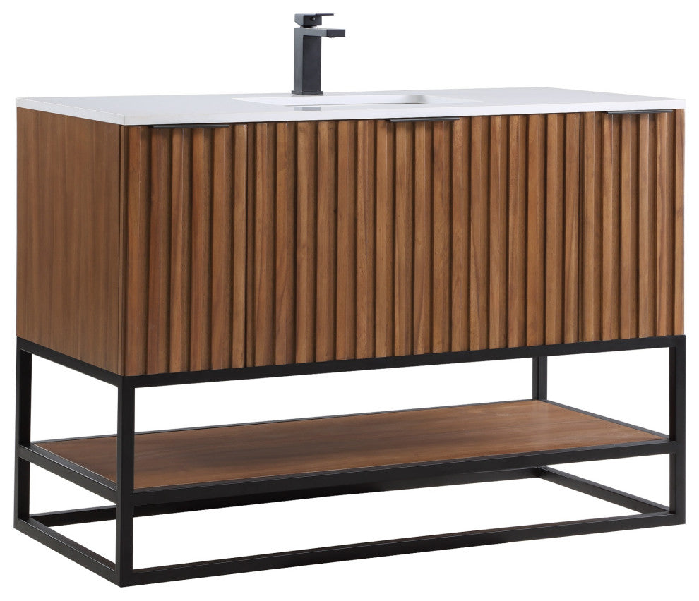 Terra 48" Single Vanity, Walnut/Matte Black