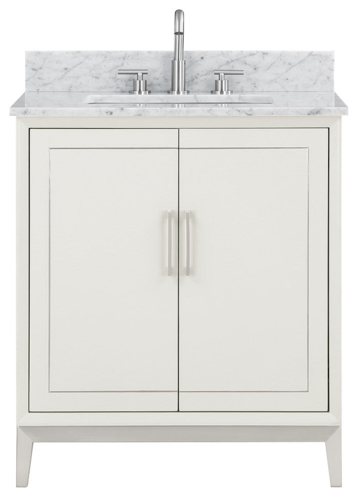 Gracie 30" Single Vanity, Satin White/Brushed Nickel