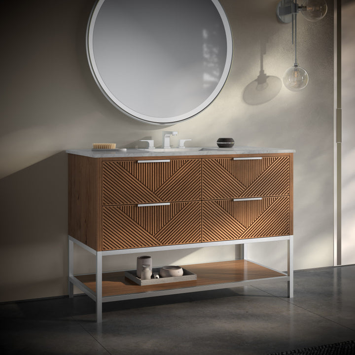 Diamond 48" Single Vanity, Walnut/Brushed Nickel