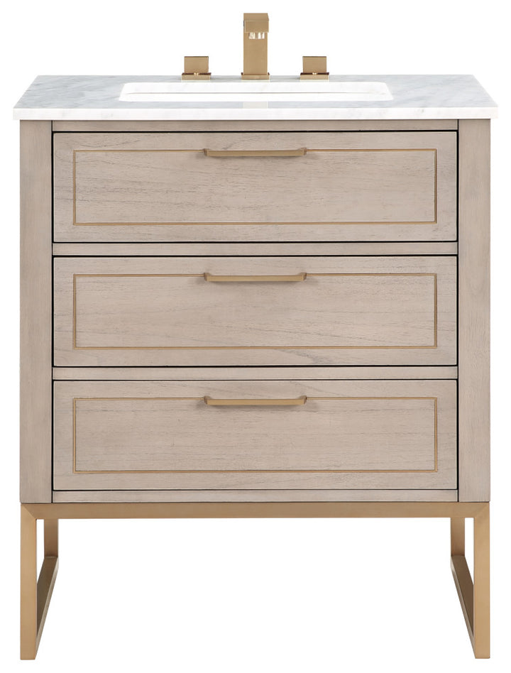 Markham 30" Single Vanity, Cashmere Grey/Satin Brass,