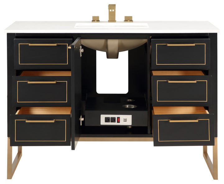 Markham 48" Single Vanity, Midnight Black/Satin Brass