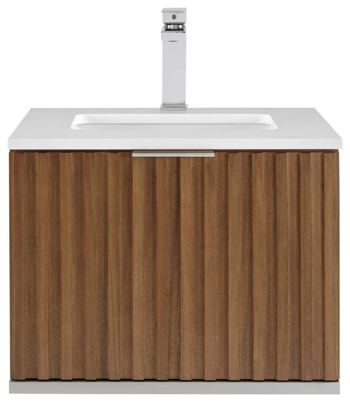 Terra 24" Single Floating Vanity, Walnut/Brushed Nickel