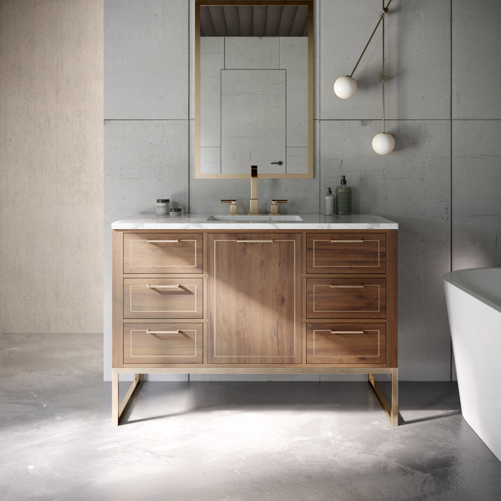 Markham 48" Single Vanity, Walnut/Satin Brass