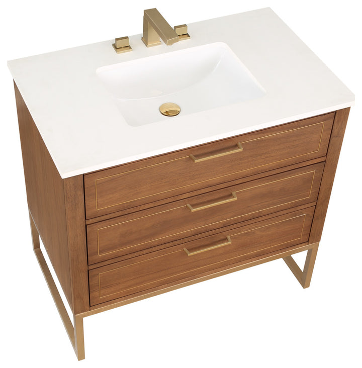 Markham 36" Single Vanity, Walnut/Satin Brass