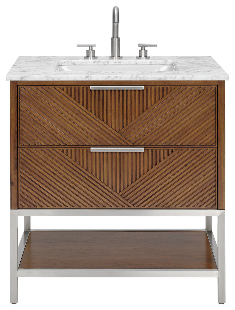 Diamond 30" Single Vanity, Walnut/Brushed Nickel