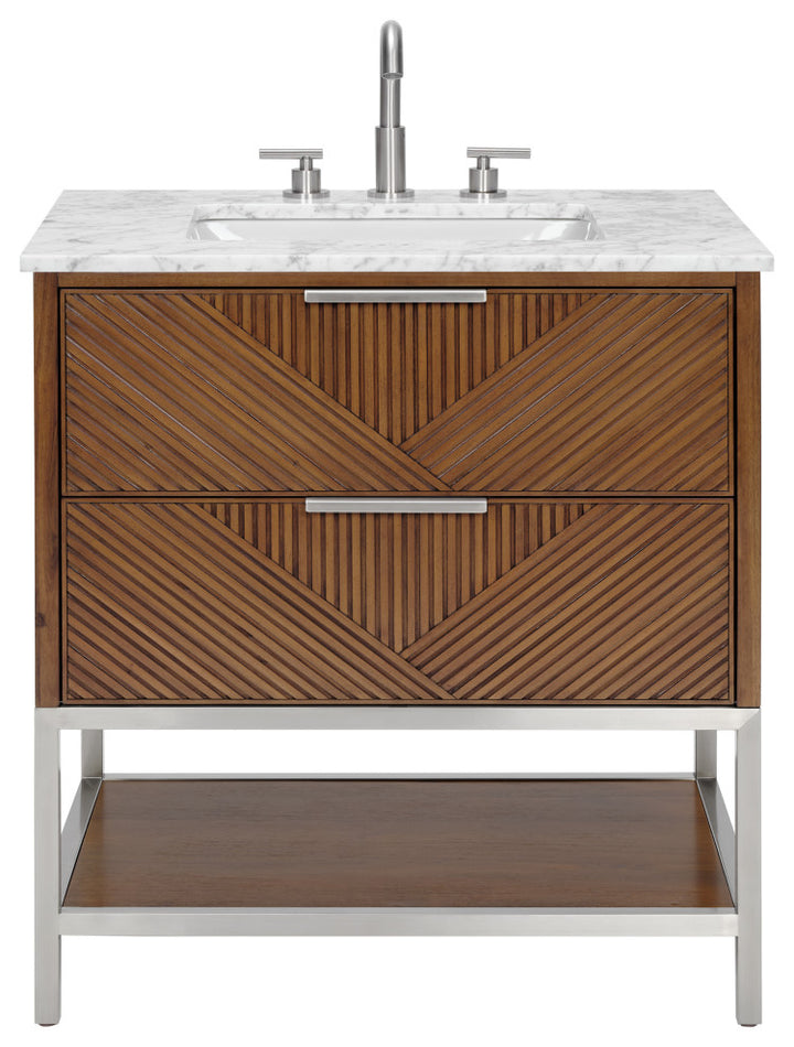 Diamond 30" Single Vanity, Walnut/Brushed Nickel