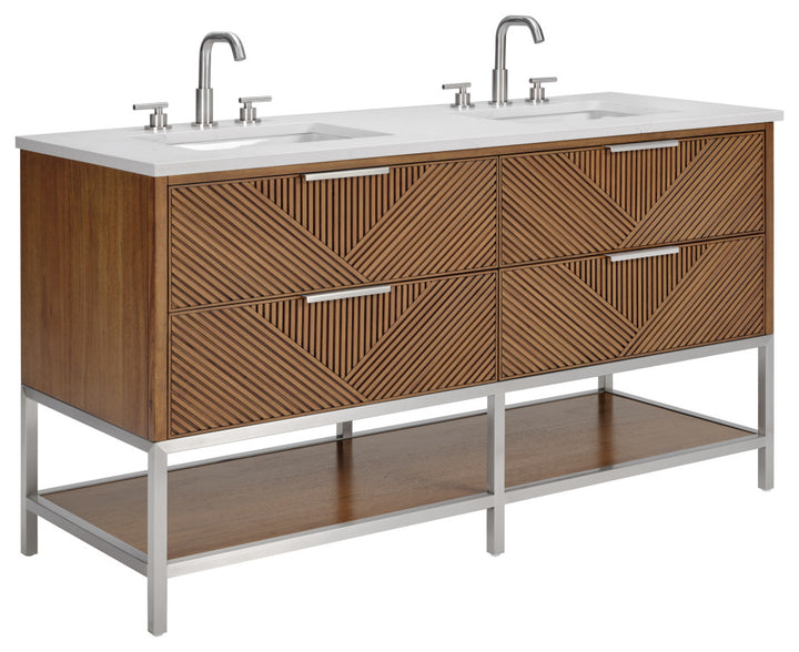 Diamond 60" Double Vanity, Walnut/Brushed Nickel