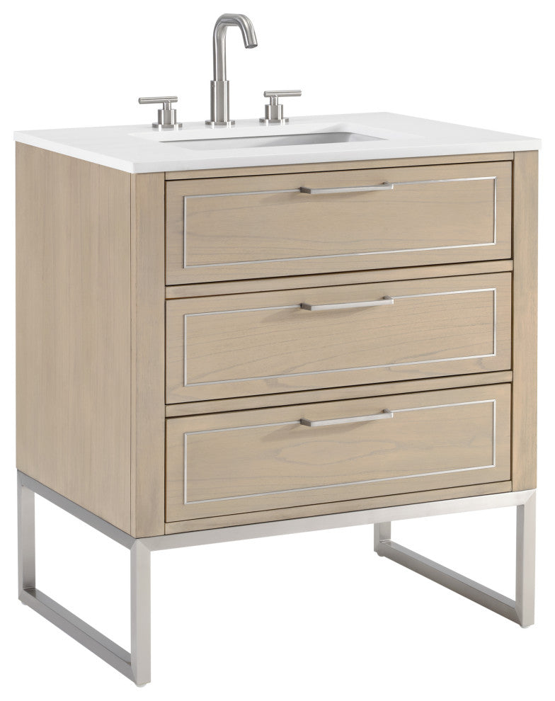 Markham 30" Single Vanity, Cashmere Grey/Brushed Nickel