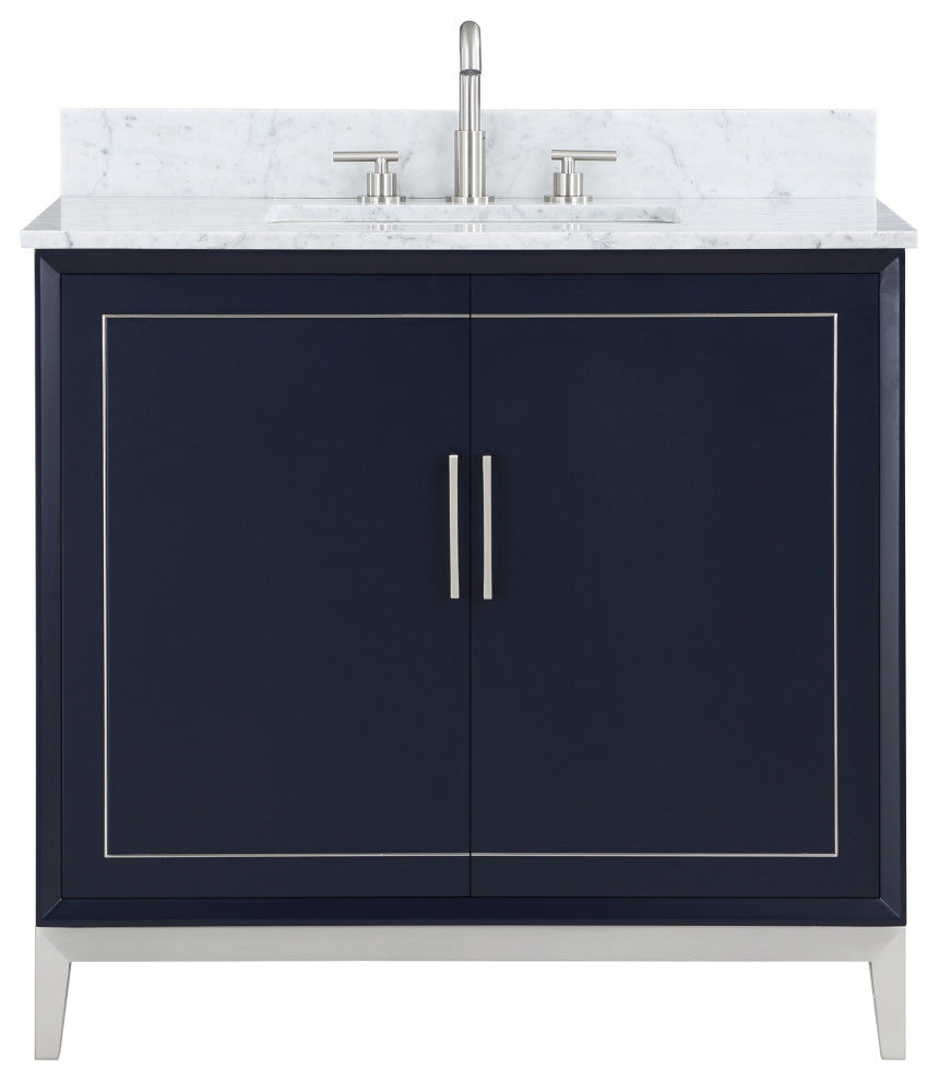 Gracie 36" Single Vanity, Pacific Blue/Brushed Nickel