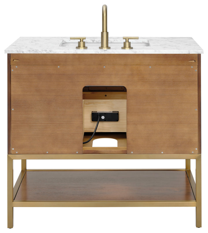 Diamond 36" Single Vanity Vanity, Walnut/Satin Brass