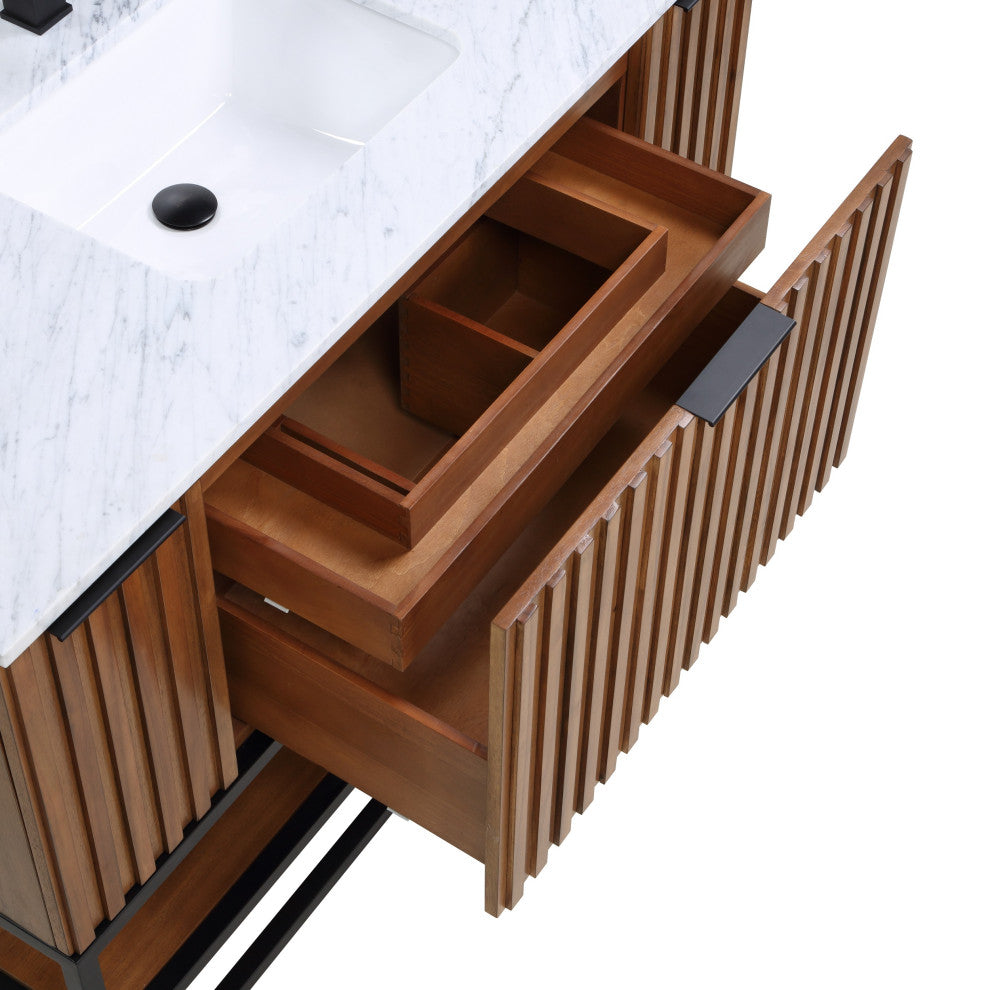 Terra 48" Single Vanity, Walnut/Matte Black