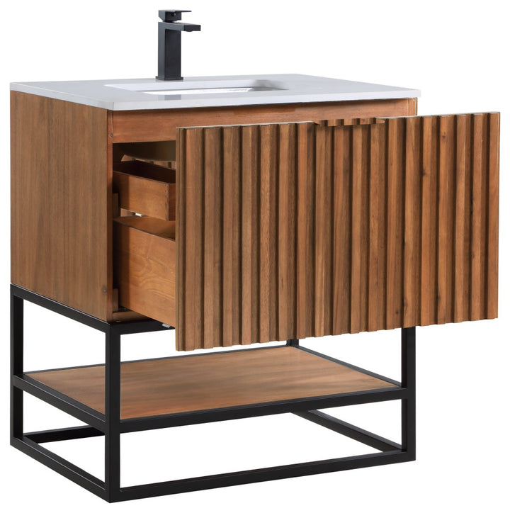 Terra 30" Single Vanity, Walnut/Matte Black